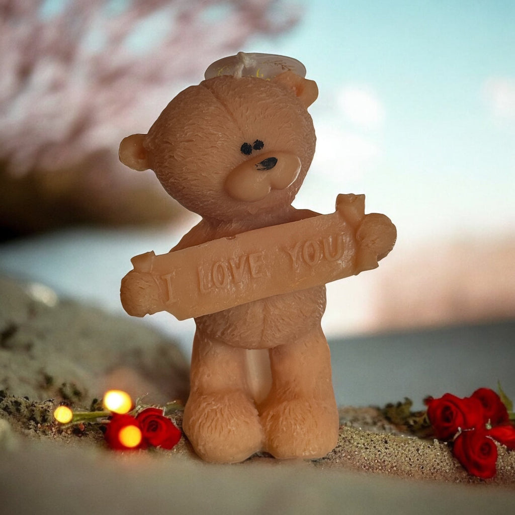 Teddy Bear Candle with Ceramic Tray