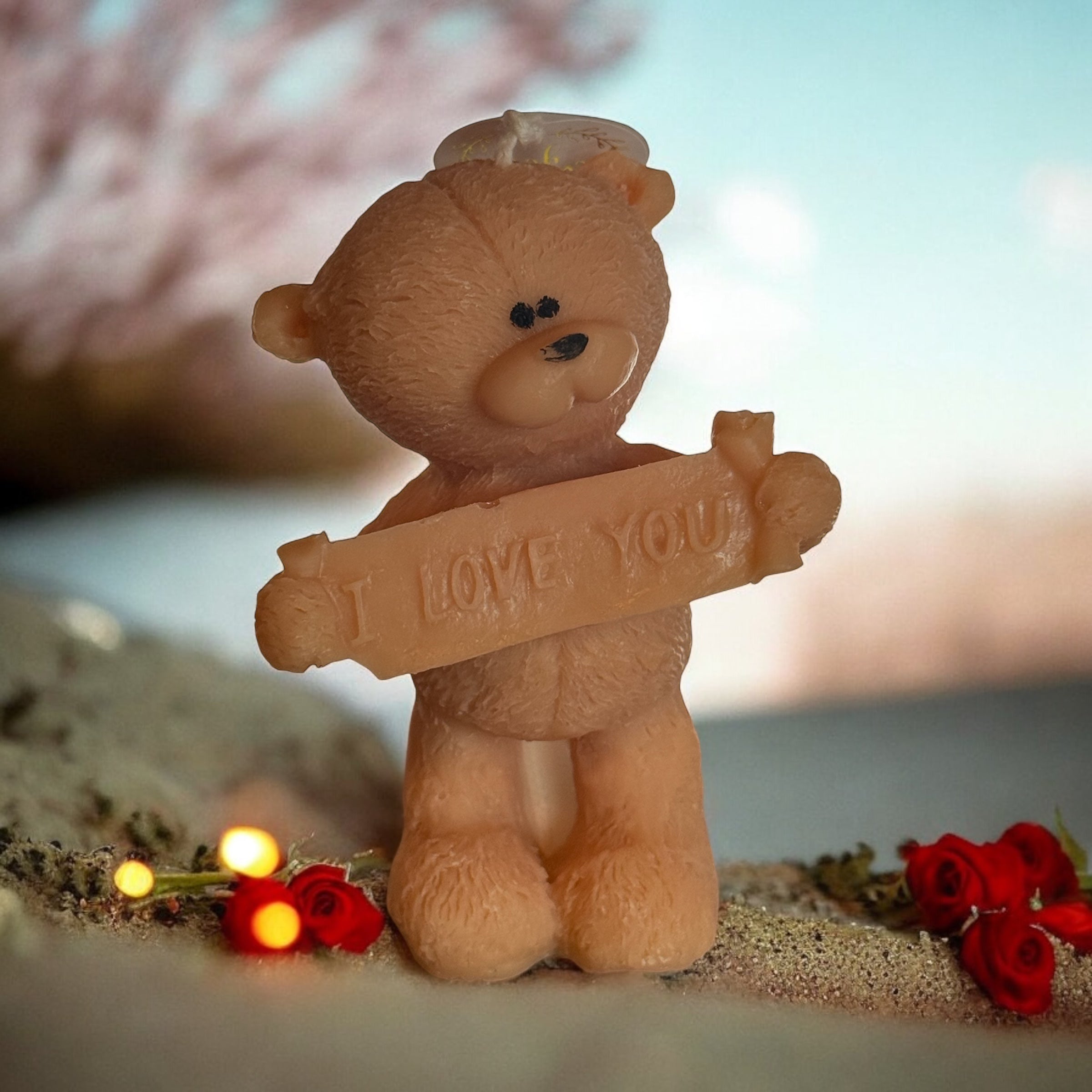 Teddy Bear Candle with Ceramic Tray