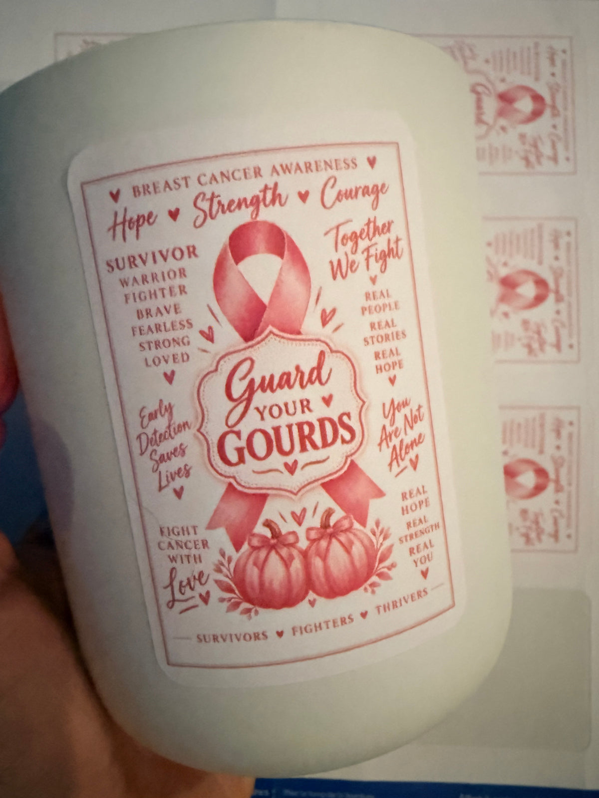 Guard Your Gourds | Breast Cancer Awareness Candle